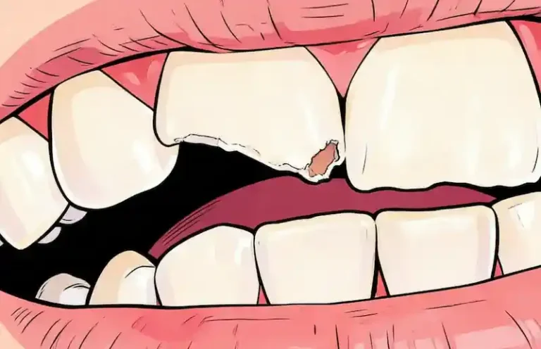 Illustration of a shattering teeth dream showing broken teeth fragments in a dream scene, symbolizing the meaning of broken teeth in dreams