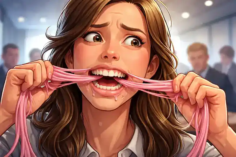 Dream about pulling endless chewing gum from between teeth