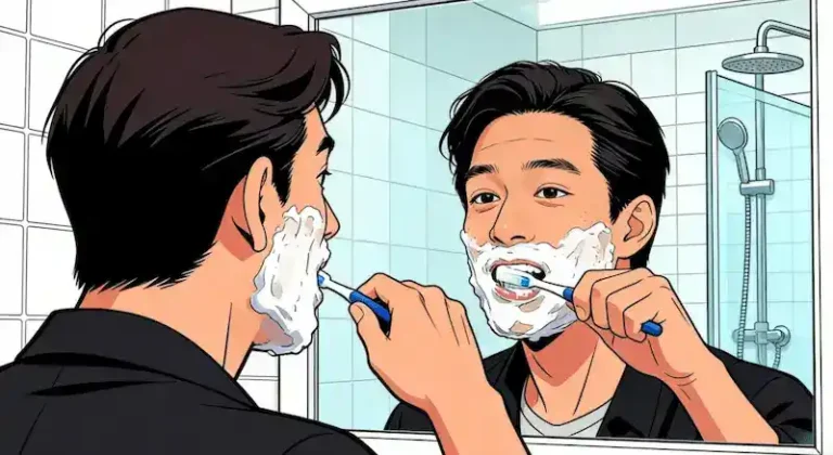 Dream of brushing teeth with lots of foam in a mirror, symbolizing emotional cleansing and self-reflection