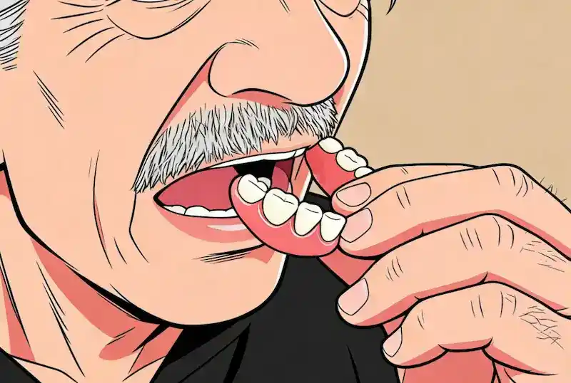 dream of false teeth falling out during a social situation, symbolizing fear of exposure and identity anxiety