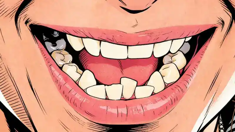 dreaming of crooked teeth in mirror with uneven overlapping teeth