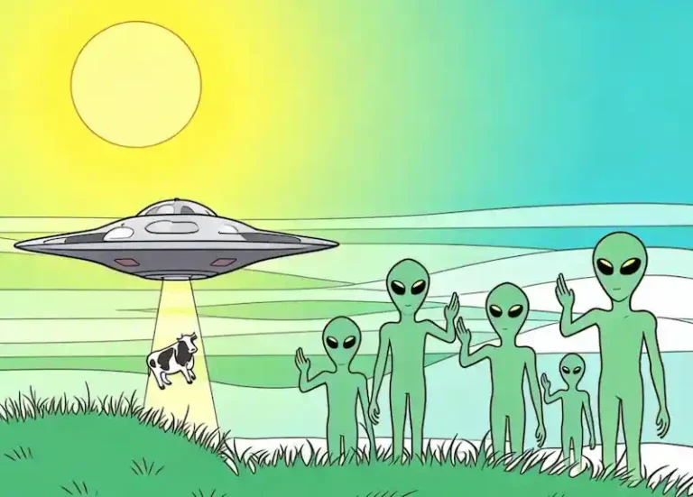 A person witnessing a mysterious light beam from a UFO in a dream, symbolizing alien abduction.