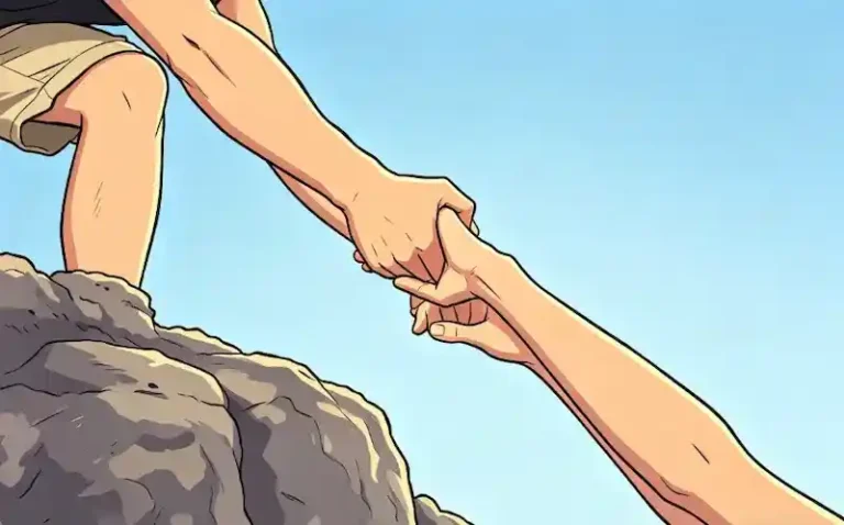 Dream of saving someone from being kidnapped - a strong hand reaching down to rescue and pull someone up to safety