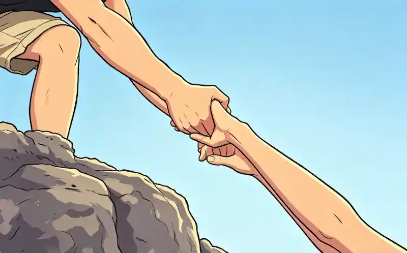 Dream of saving someone from being kidnapped - a strong hand reaching down to rescue and pull someone up to safety