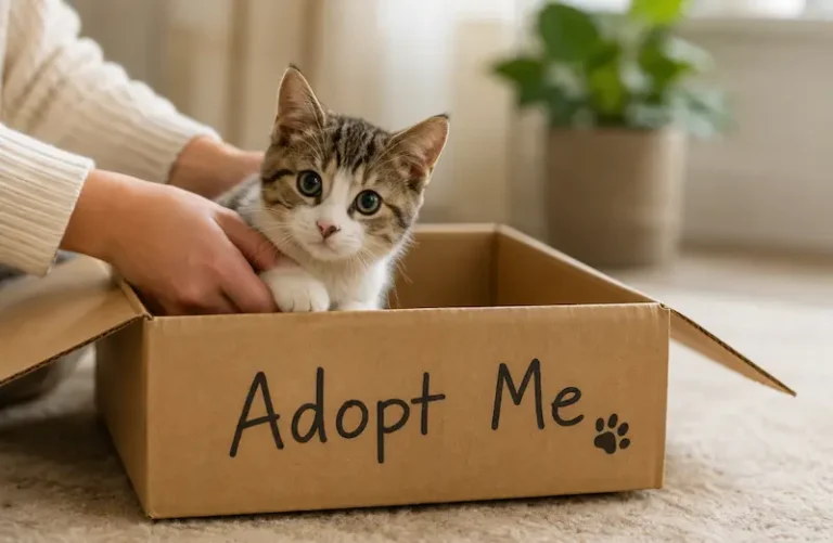 A person gently holding a newly adopted cat at home, illustrating the symbolism behind a dream about adopting a cat.